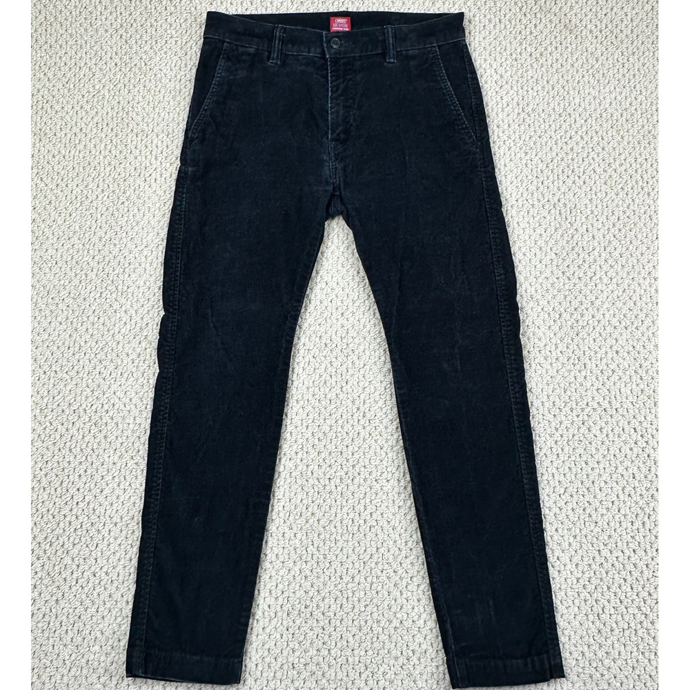 Levis XX Chino Pants Fits Mens 30x29 Black Navy Standard Taper Corduroy Trousers